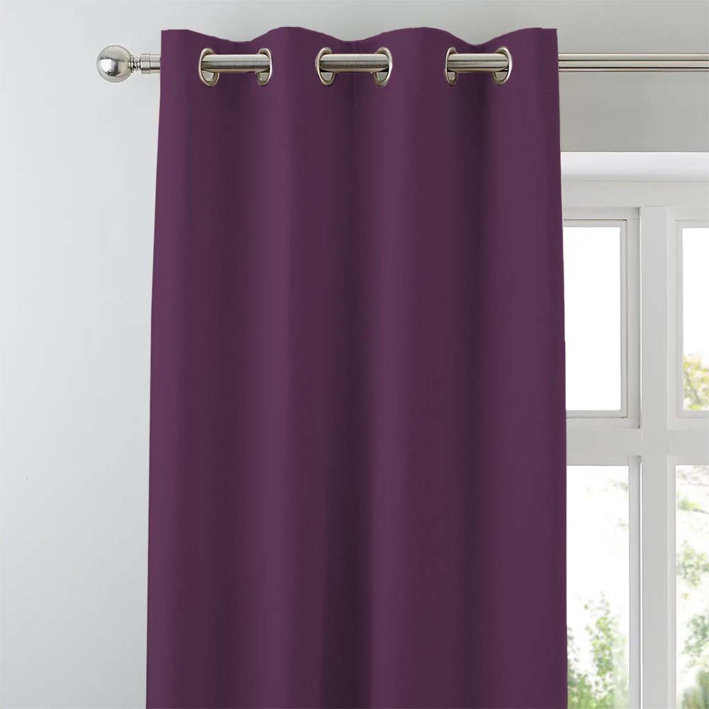 Jacquard Room Darkening Curtains in Plum Purple Set Of 2 - (P53)
