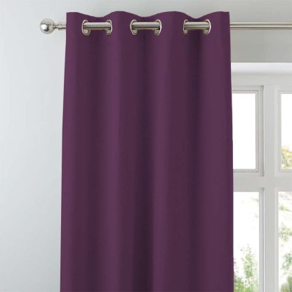 Jacquard Room Darkening Curtains in Plum Purple Set Of 2 - (P53)
