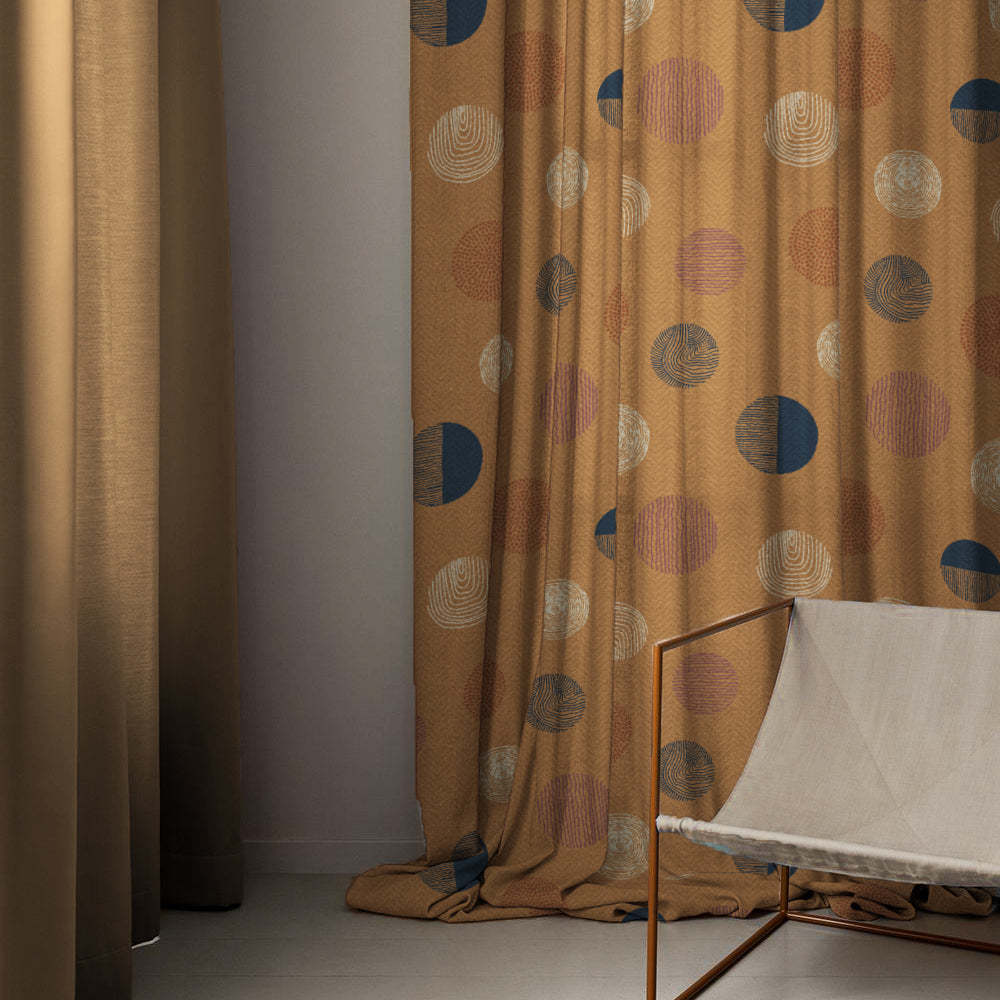 Digital Boho Printed Twill Textured Room Darkening Curtains Set Of 2 - DS530A