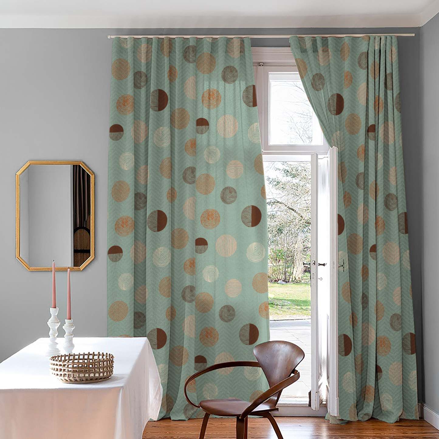 Digital Boho Printed Twill Textured Room Darkening Curtains Set Of 2 - DS530B