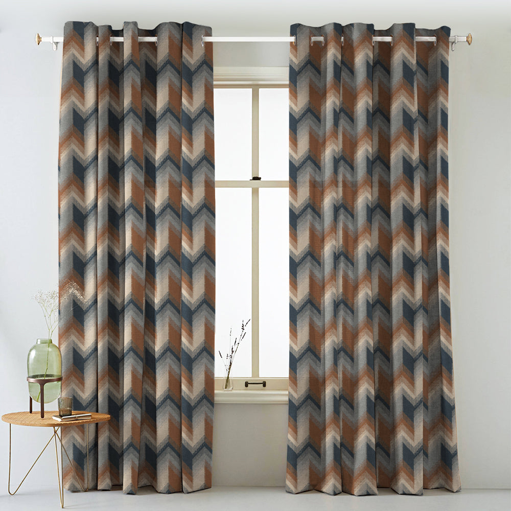 Digital Boho Printed Twill Textured Room Darkening Curtains Set Of 2 - DS533B