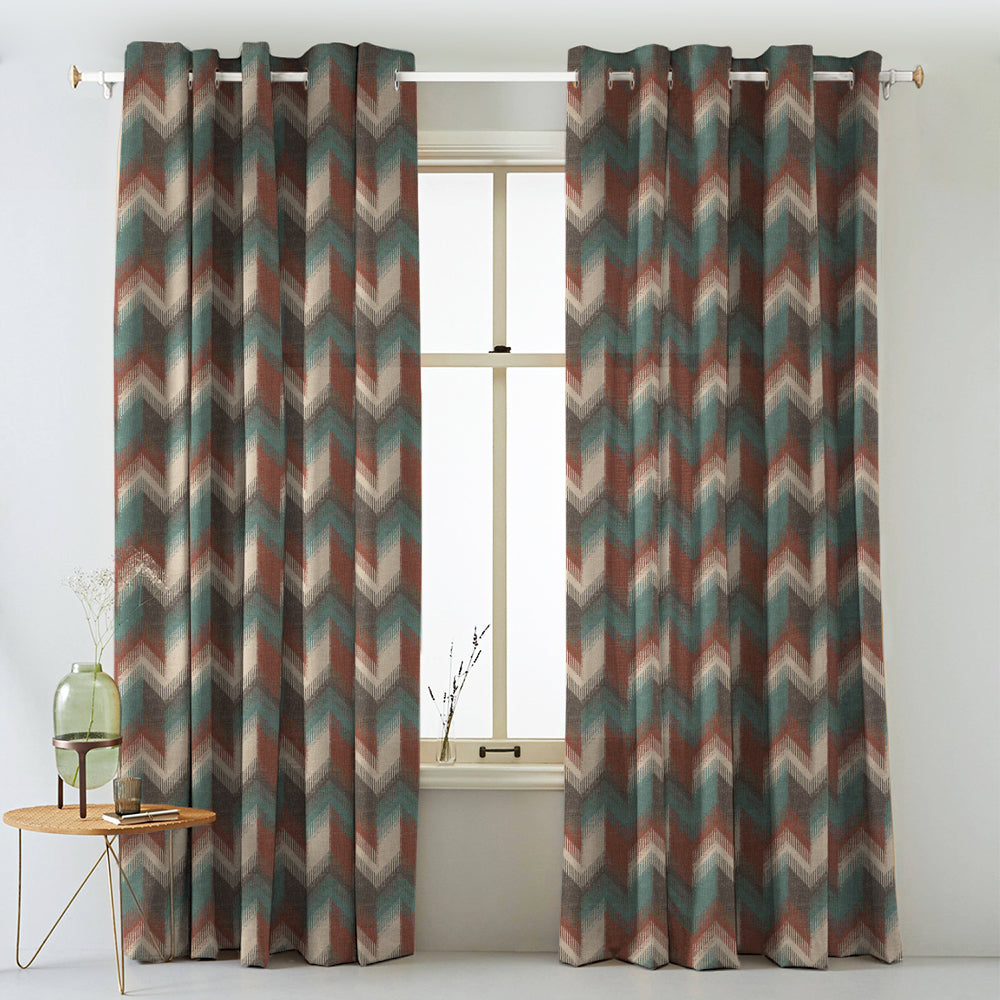Digital Boho Printed Twill Textured Room Darkening Curtains Set Of 2 - DS533D