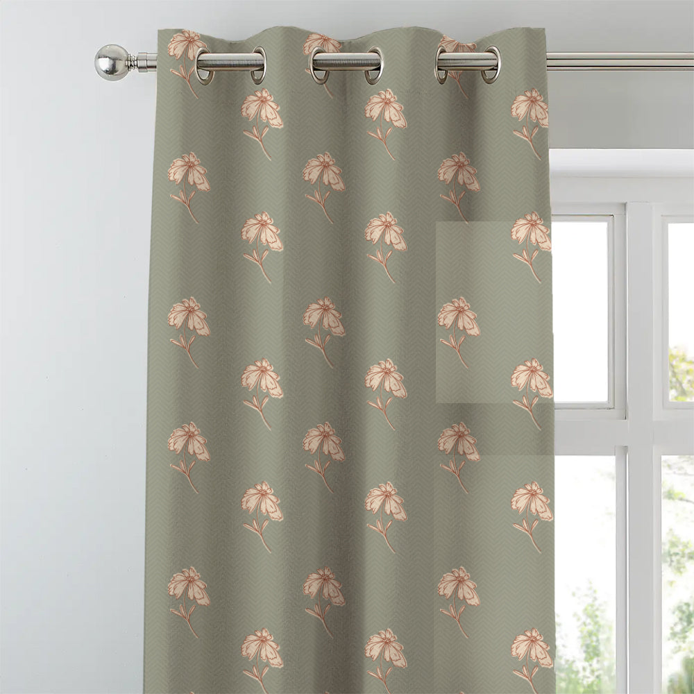 Digital Boho Printed Twill Textured Room Darkening Curtains Set Of 2 - DS534B
