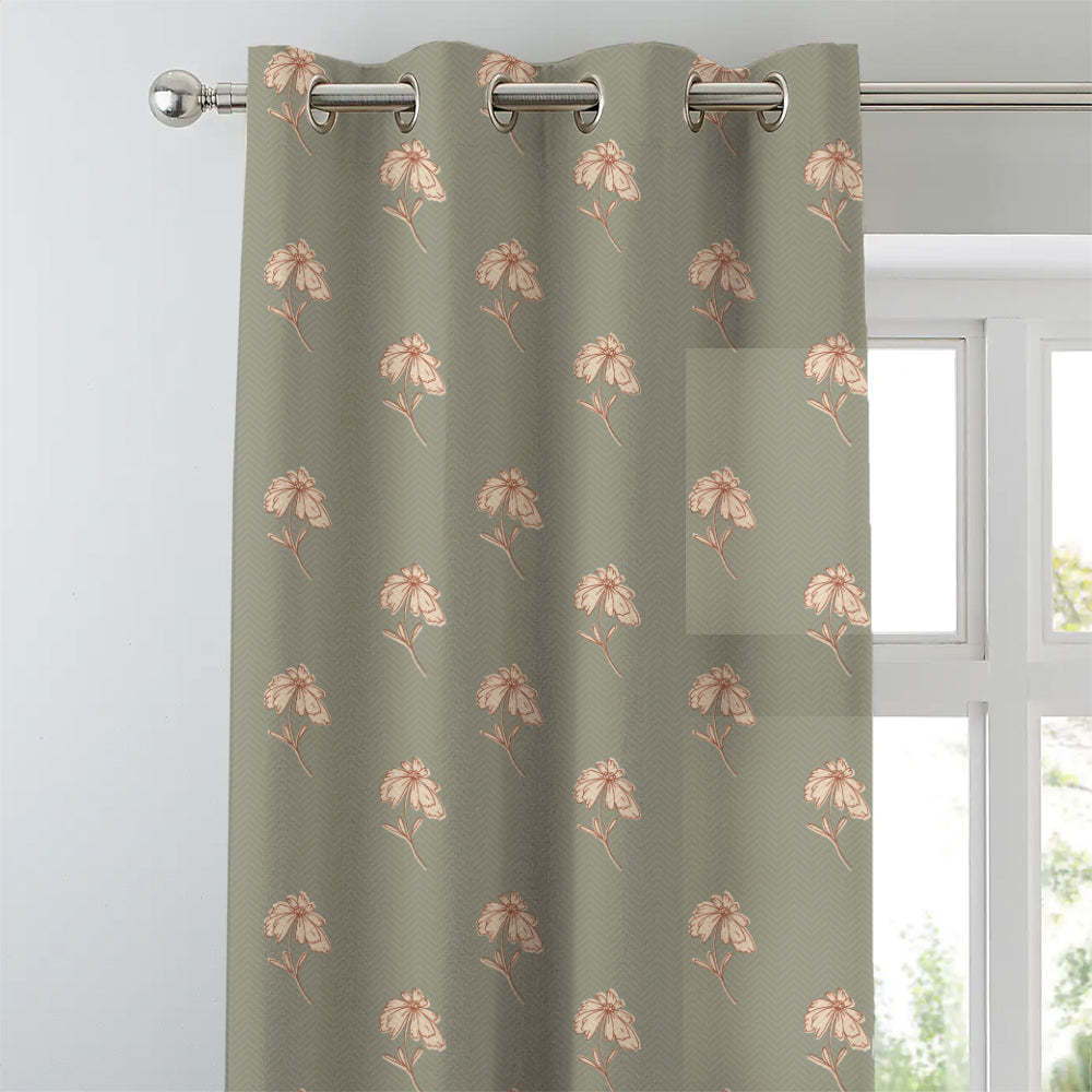 Digital Boho Printed Twill Textured Room Darkening Curtains Set Of 2 - DS534B
