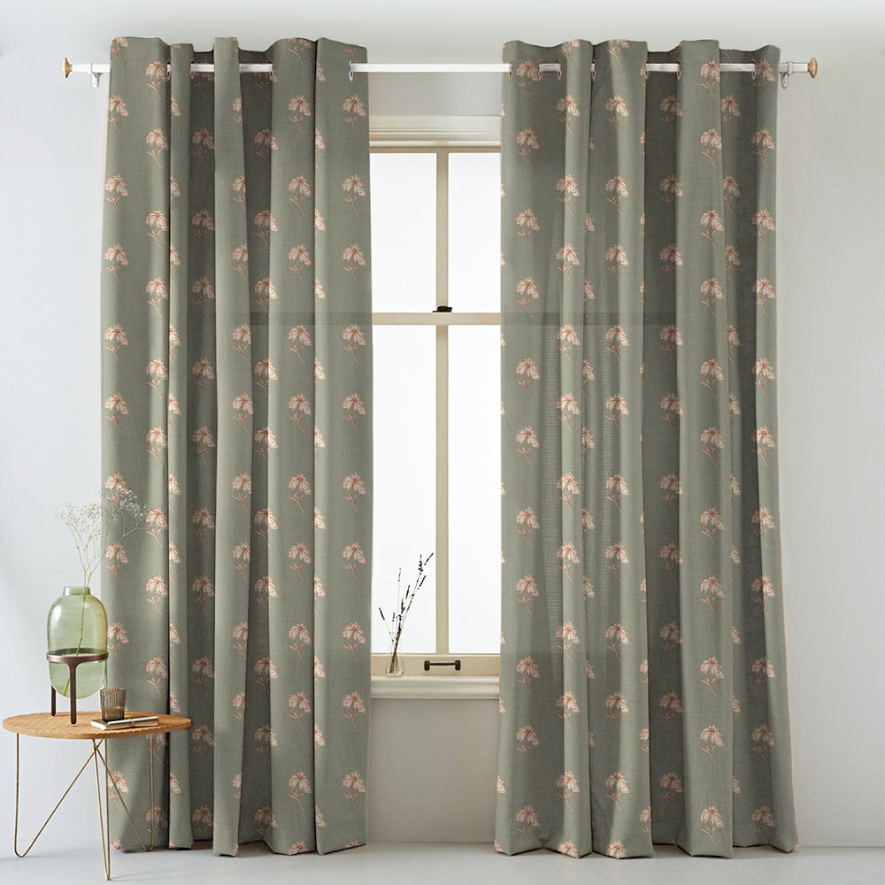 Digital Boho Printed Twill Textured Room Darkening Curtains Set Of 2 - DS534B