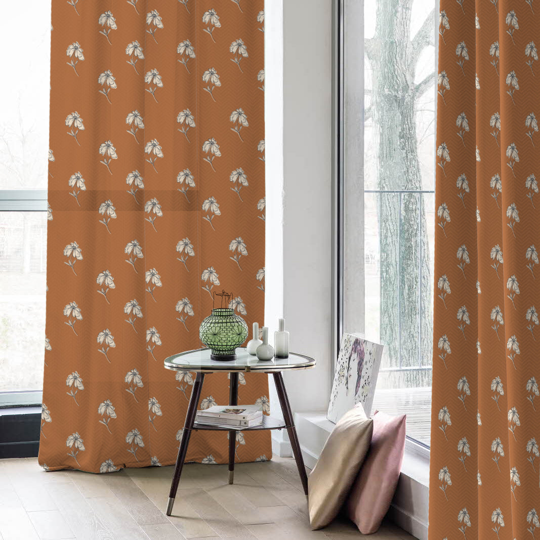 Digital Boho Printed Twill Textured Room Darkening Curtains Set Of 2 - DS534E