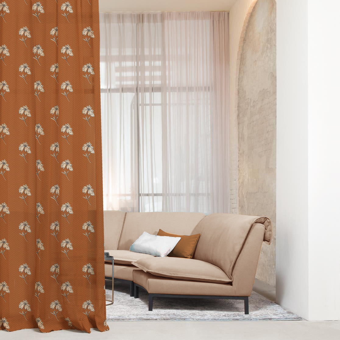 Digital Boho Printed Twill Textured Room Darkening Curtains Set Of 2 - DS534E