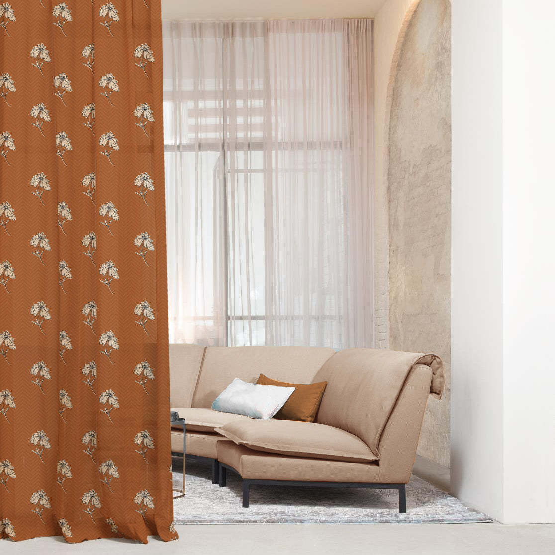 Digital Boho Printed Twill Textured Room Darkening Curtains Set Of 2 - DS534E