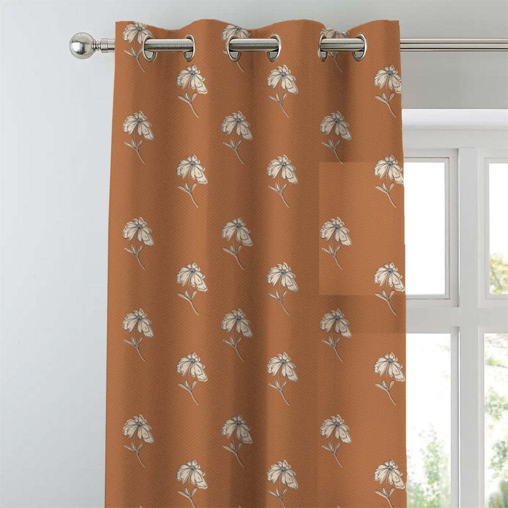 Digital Boho Printed Twill Textured Room Darkening Curtains Set Of 2 - DS534E