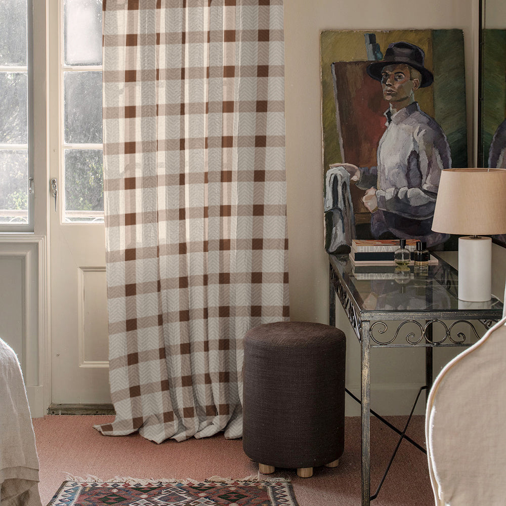 Digital Boho Printed Twill Textured Room Darkening Curtains Set Of 2 - DS535A