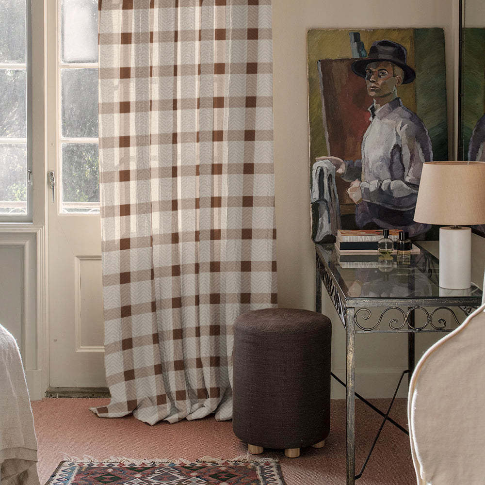 Digital Boho Printed Twill Textured Room Darkening Curtains Set Of 2 - DS535A