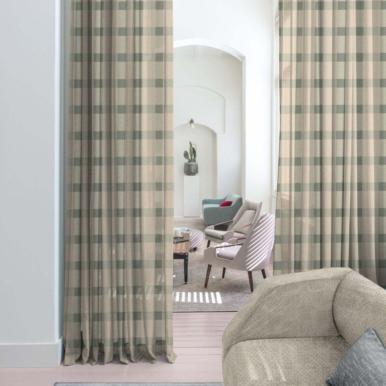 Digital Boho Printed Twill Textured Room Darkening Curtains Set Of 2 - DS535B