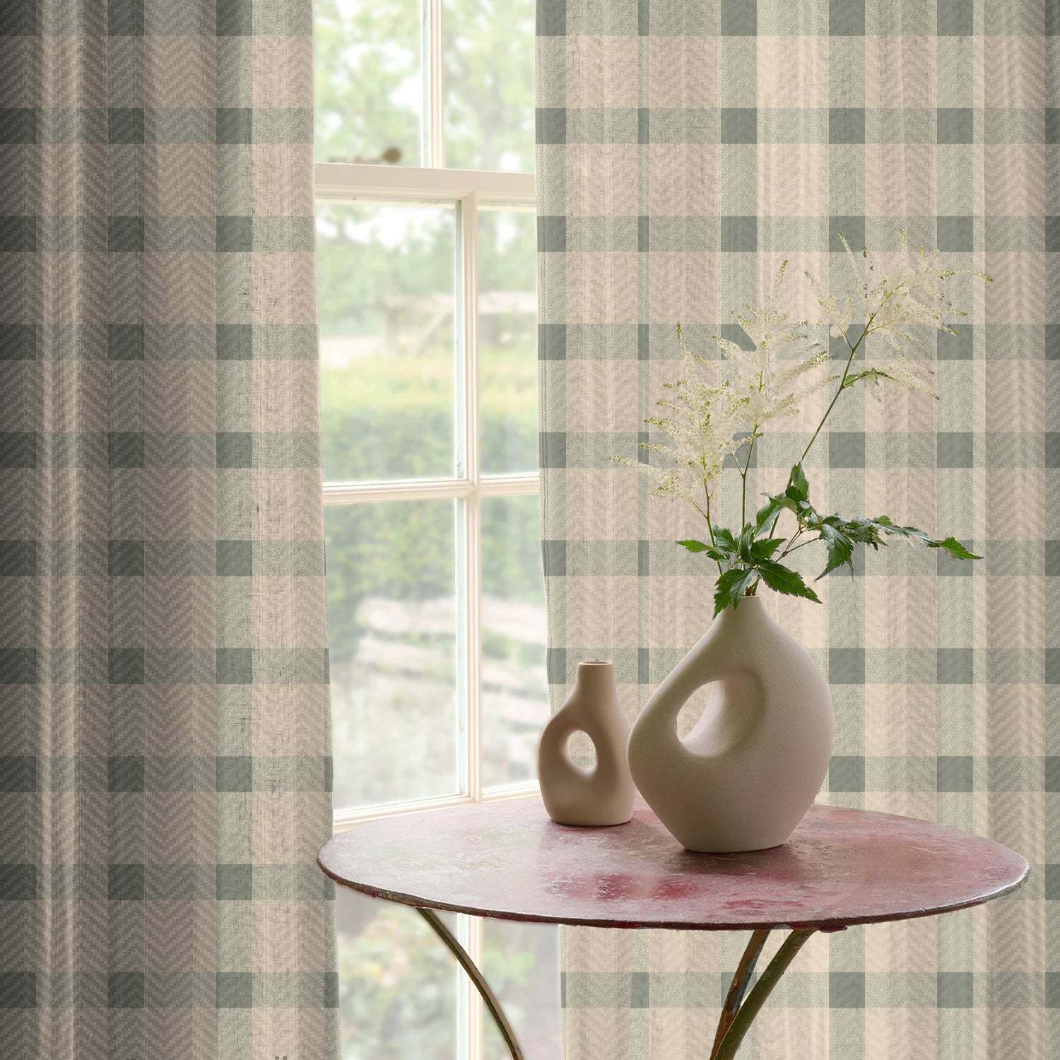 Digital Boho Printed Twill Textured Room Darkening Curtains Set Of 2 - DS535B