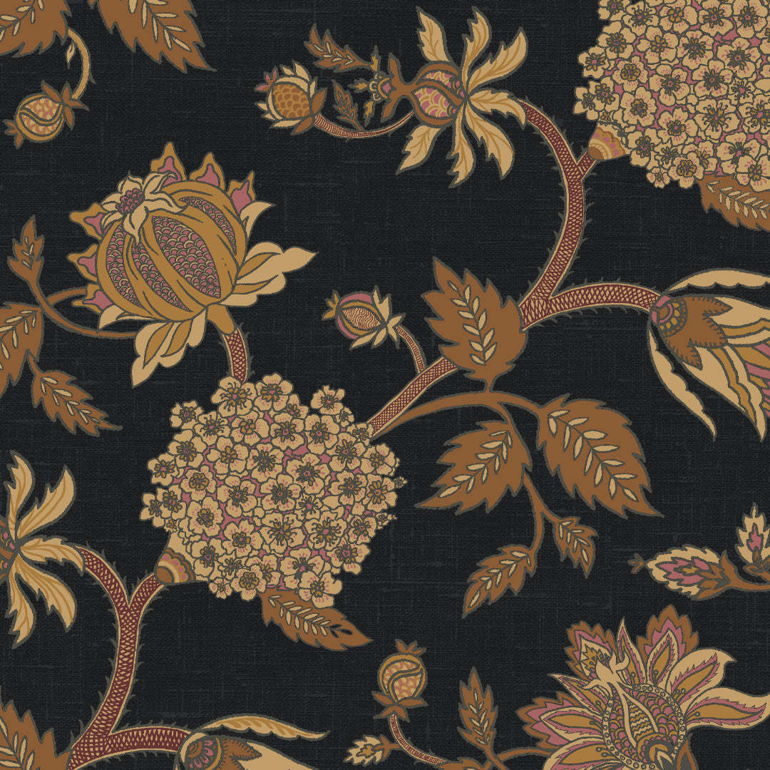 Garden Charm Floral Metal Black Shimmer Sheer Semi Transparent Curtains Set Of 2- (DS542F)