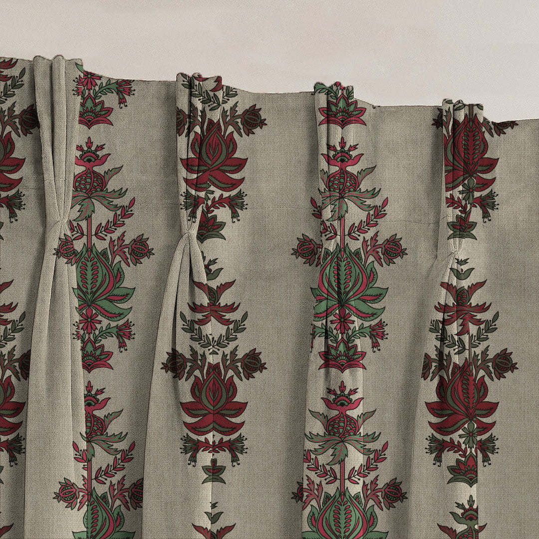 Desi Floral Indie Seafoam Green Velvet Room Darkening Curtains Set Of 2 - (DS547A)