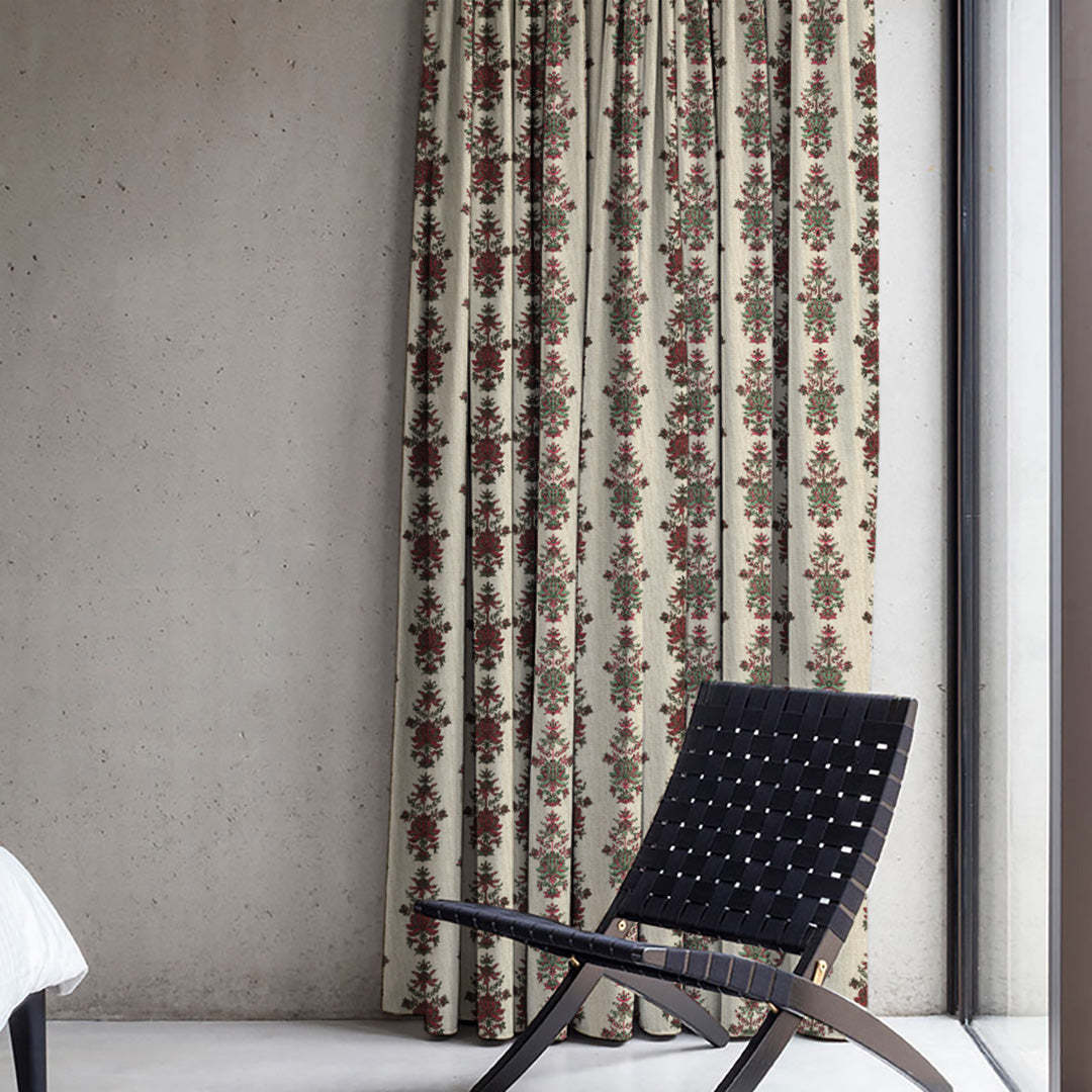 Desi Floral Indie Seafoam Green Velvet Room Darkening Curtains Set Of 2 - (DS547A)