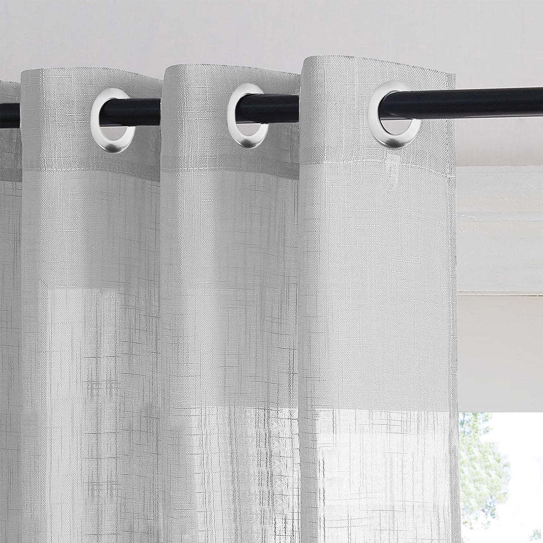 Garden Grace Floral Linen Sheer Curtain Set Of 2 DS549