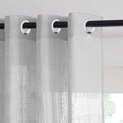 Garden Grace Floral Linen Sheer Curtain Set Of 2 DS549