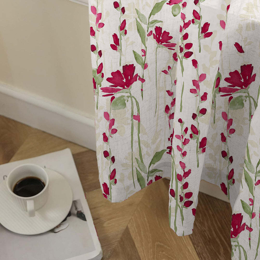 Romantic Floral Floral Petal Pink Matte Finish Room Darkening Curtains Set Of 2 - (DS550)