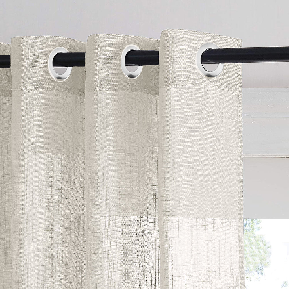 Pastel Posy Floral Linen Sheer Curtain Set Of 2 DS553