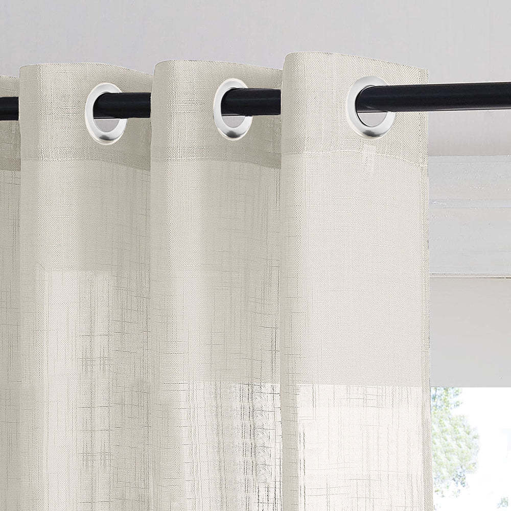 Pastel Posy Floral Linen Sheer Curtain Set Of 2 DS553