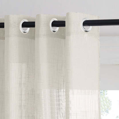 Pastel Posy Floral Linen Sheer Curtain Set Of 2 DS553