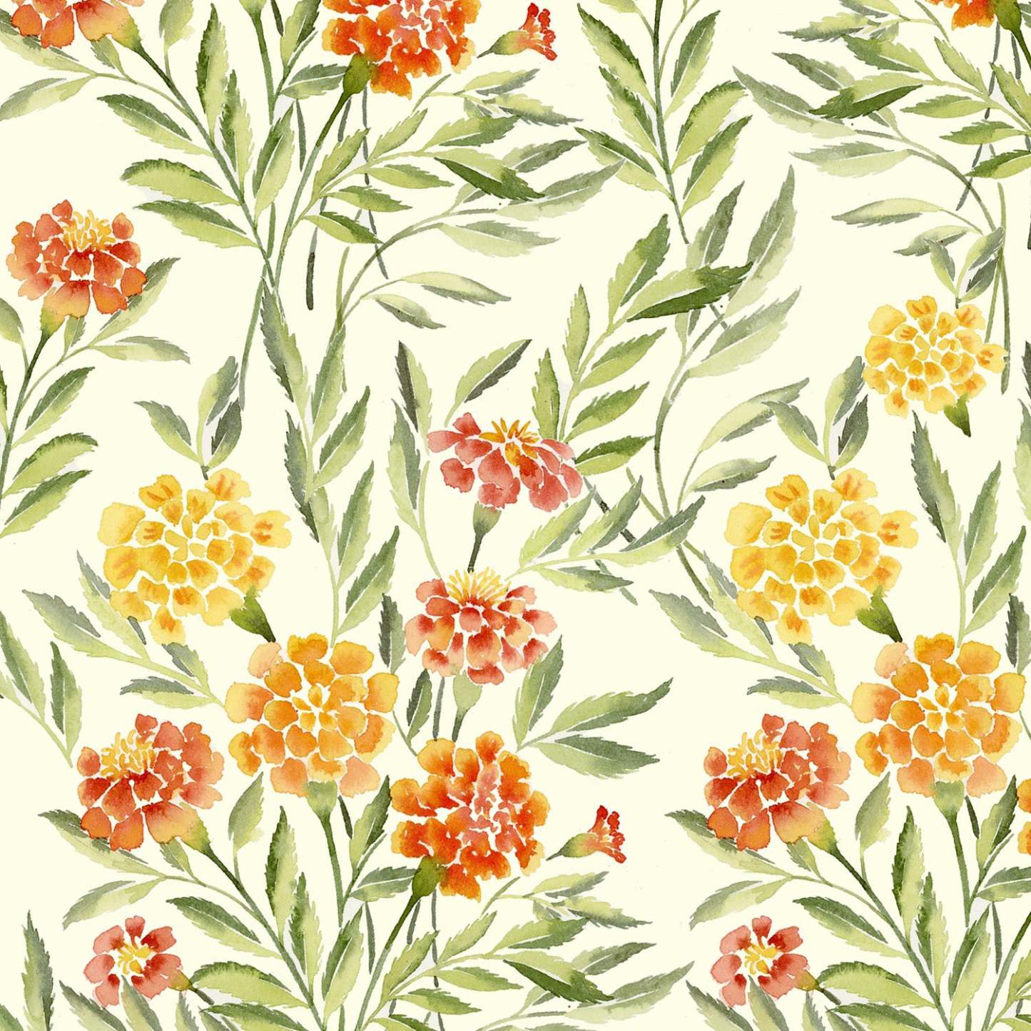 Sun-kissed Marigold Floral Saffron Yellow Matte Finish Room Darkening Curtains Set Of 2 - (DS554)