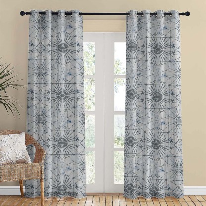 DyeDreams Geometric Matte Pale Sky Room Darkening Curtain Set of 2 -(DS557D)