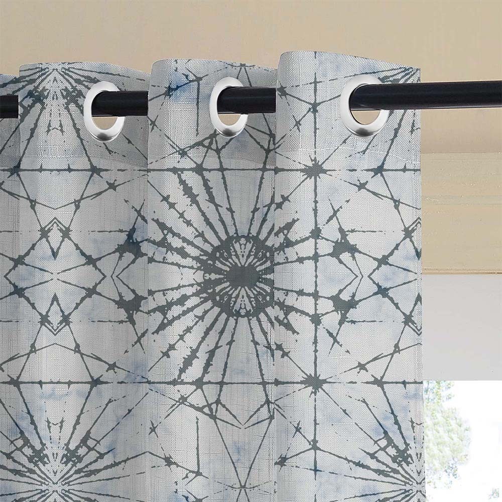 DyeDreams Geometric Matte Pale Sky Room Darkening Curtain Set of 2 -(DS557D)
