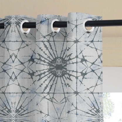 DyeDreams Geometric Matte Pale Sky Room Darkening Curtain Set of 2 -(DS557D)