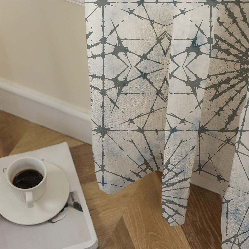 DyeDreams Geometric Matte Pale Sky Room Darkening Curtain Set of 2 -(DS557D)
