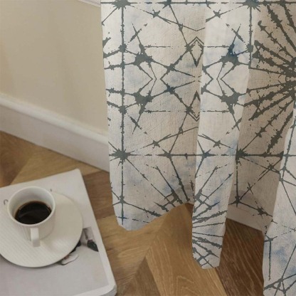 DyeDreams Geometric Matte Pale Sky Room Darkening Curtain Set of 2 -(DS557D)