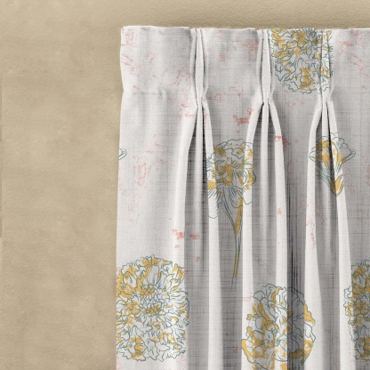 Marigold Mirage Floral Matte Harvest Gold Room Darkening Curtain Set of 2 -(DS559A)