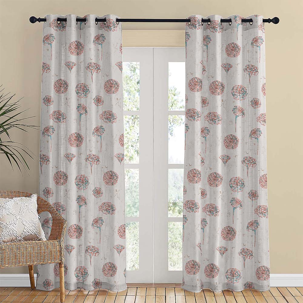 Marigold Mirage Floral Matte Morning Blue Room Darkening Curtain Set of 2 -(DS559B)