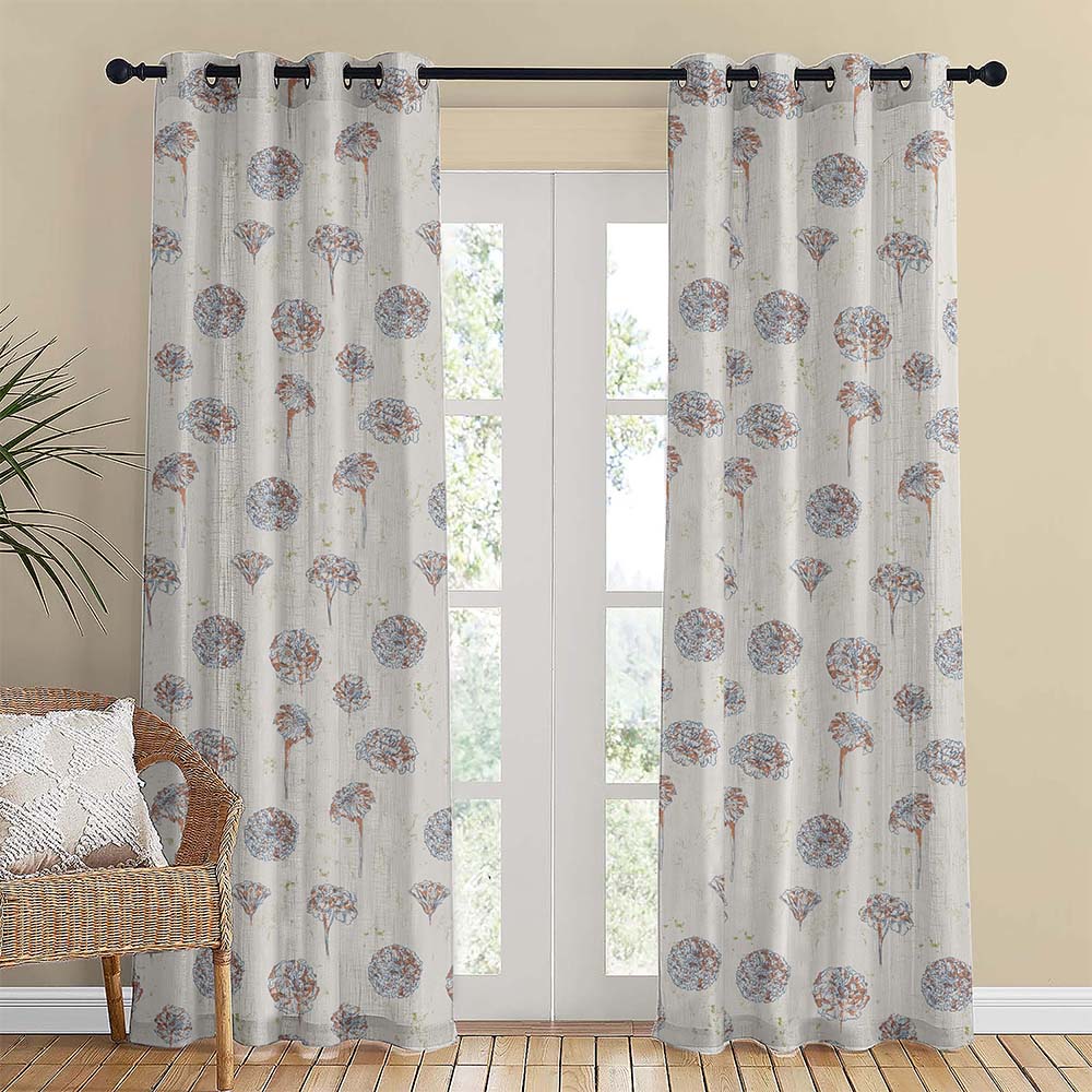Marigold Mirage Floral Matte Rose Room Darkening Curtain Set of 2 -(DS559D)