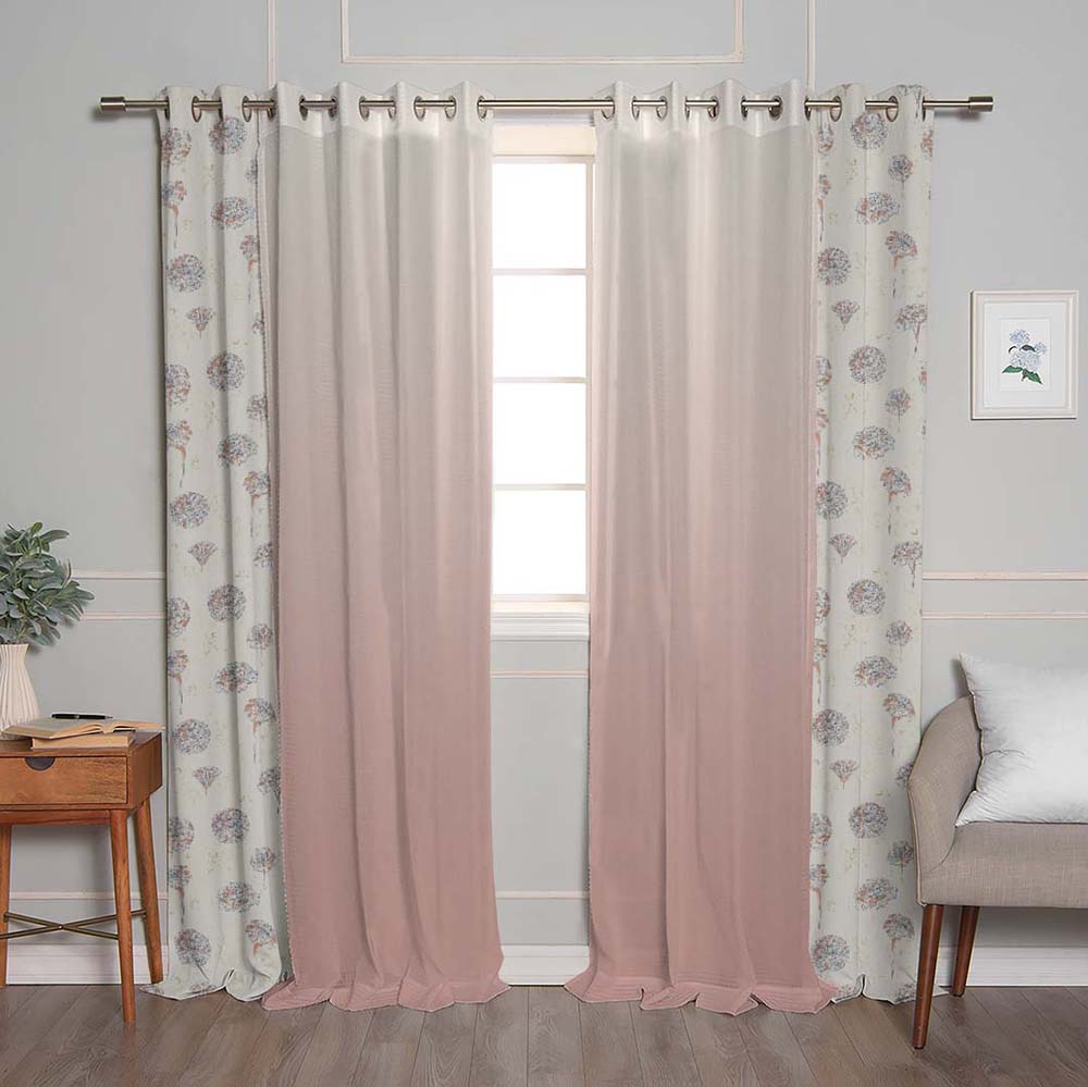 Marigold Blush Combination Rose Room Darkening Curtain Set of 4 -(559DMeta03)