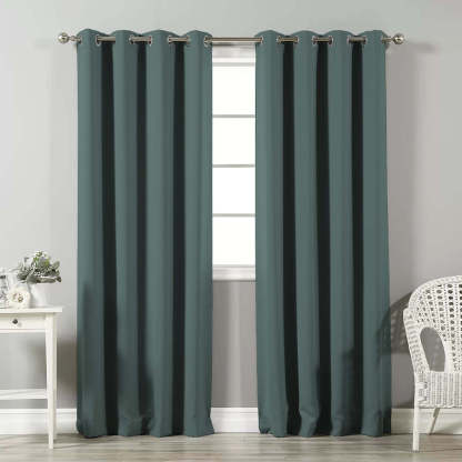 Jacquard Room Darkening Curtains in Hailstorm Set Of 2 - (P55)
