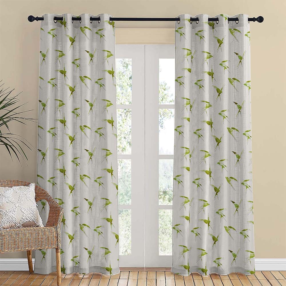 Winged Whimsy Floral Matte Wild Willow Room Darkening Curtain Set of 2 -(DS560C)