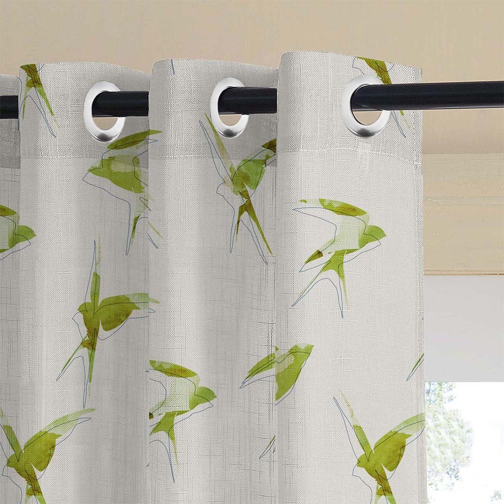 Winged Whimsy Floral Matte Wild Willow Room Darkening Curtain Set of 2 -(DS560C)