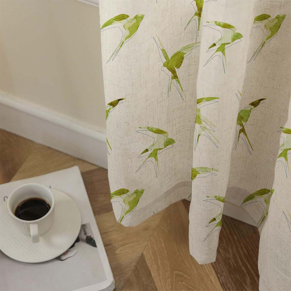 Winged Whimsy Floral Matte Wild Willow Room Darkening Curtain Set of 2 -(DS560C)