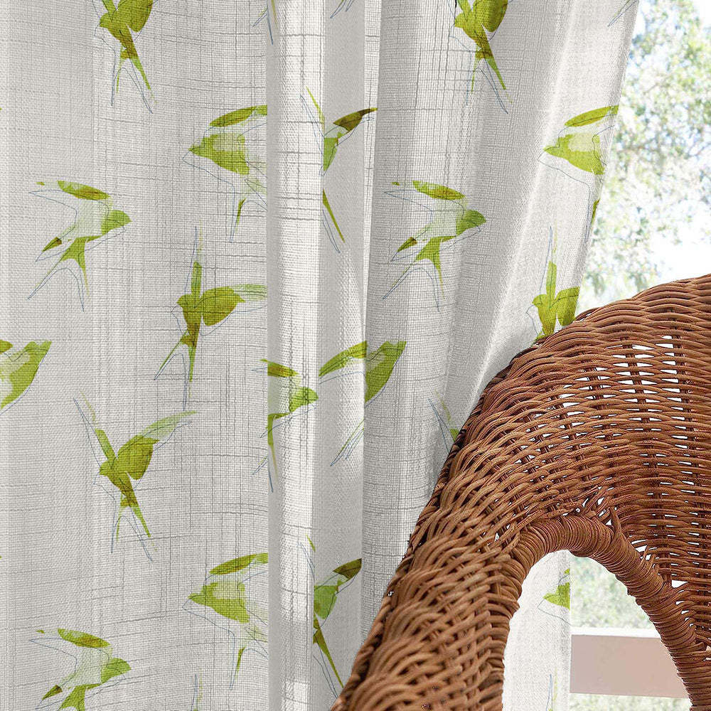 Winged Whimsy Floral Wild Willow Linen Sheer Curtain Set of 2 -(DS560C)