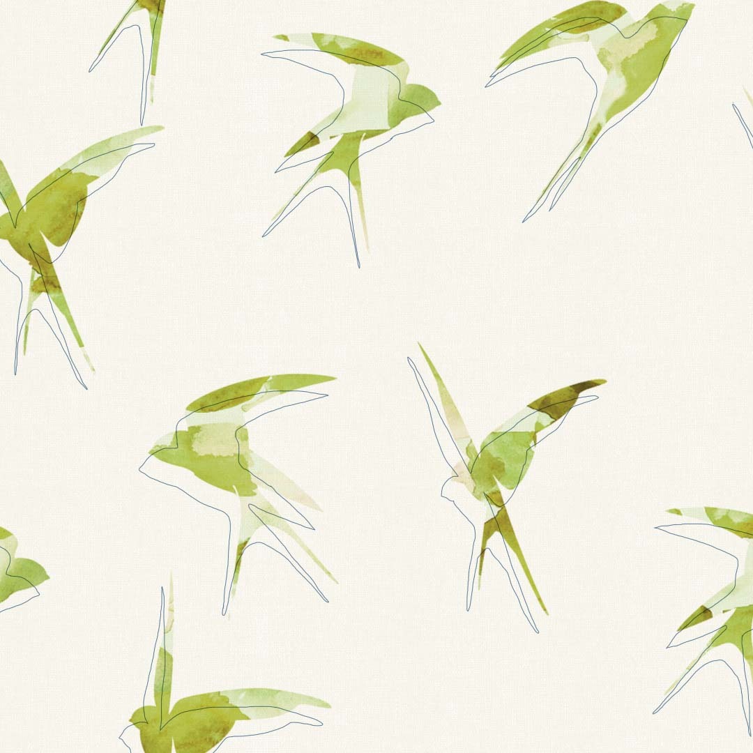 Winged Whimsy Floral Matte Wild Willow Room Darkening Curtain Set of 2 -(DS560C)