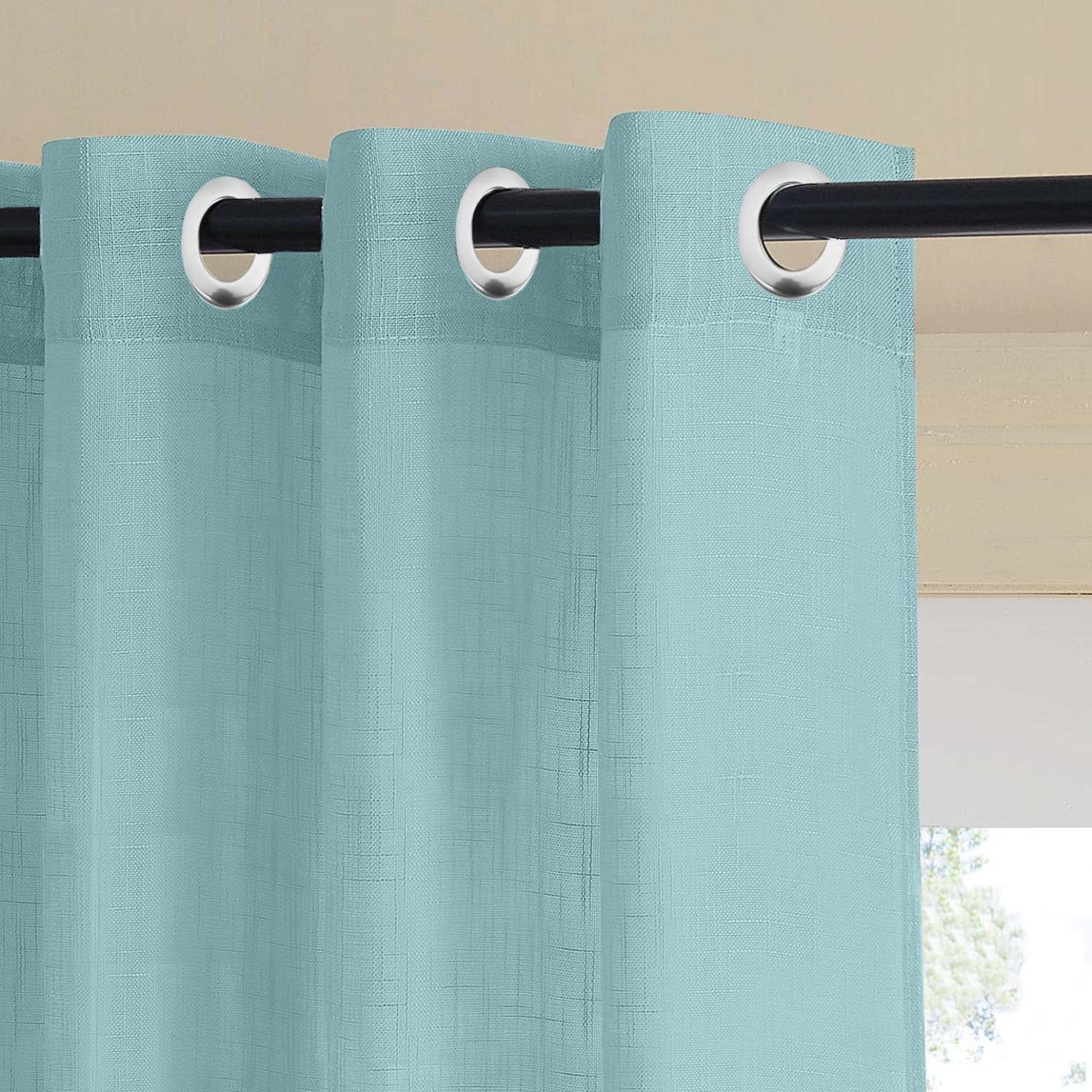 Modern Circulars Combination Dark Coral Linen Sheer Curtain Set of 4 -(561BMeta05)