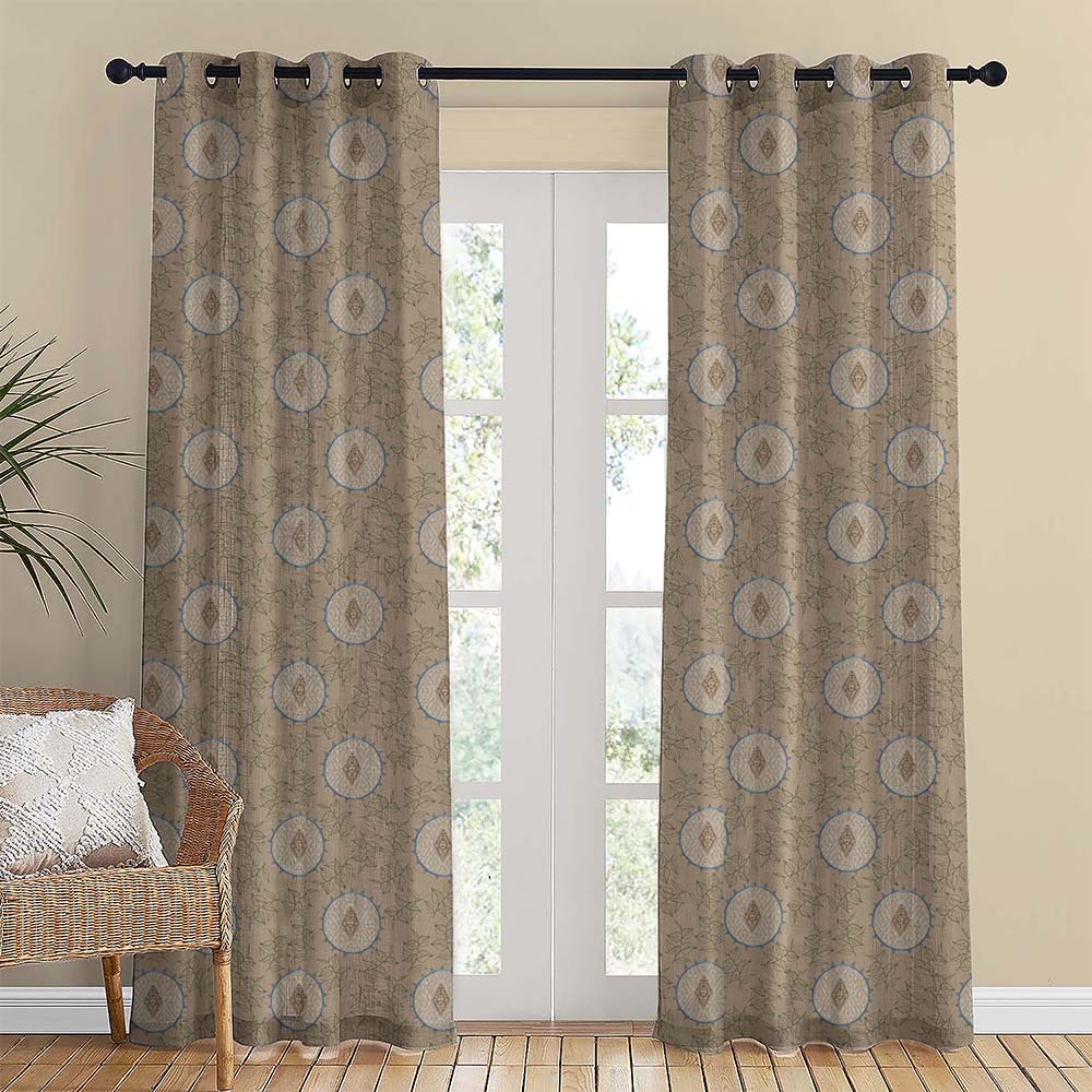 Minimalist Stitch Indie Matte Grain Brown Room Darkening Curtain Set of 2 -(DS561C)