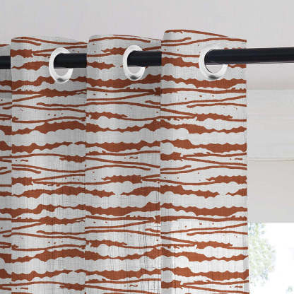 AquaFlow Geometric Medium Wood Linen Sheer Curtain Set of 2 -(DS562D)