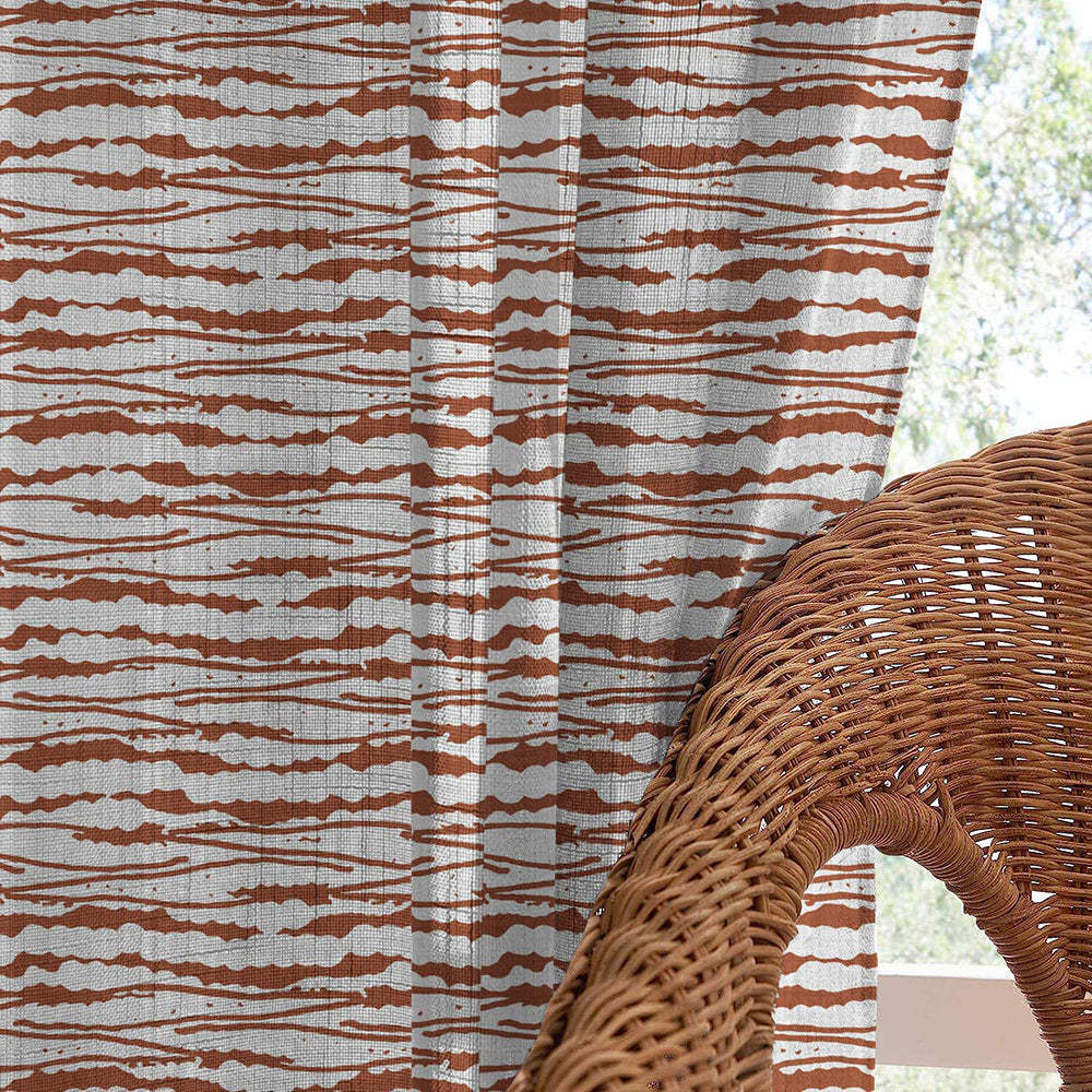 AquaFlow Geometric Medium Wood Linen Sheer Curtain Set of 2 -(DS562D)