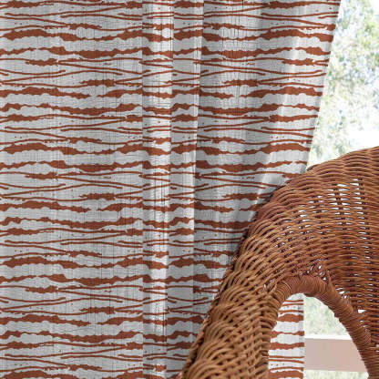 AquaFlow Geometric Medium Wood Linen Sheer Curtain Set of 2 -(DS562D)