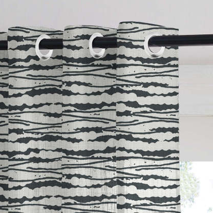 AquaFlow Geometric Pale Sky Linen Sheer Curtain Set of 2 -(DS562F)