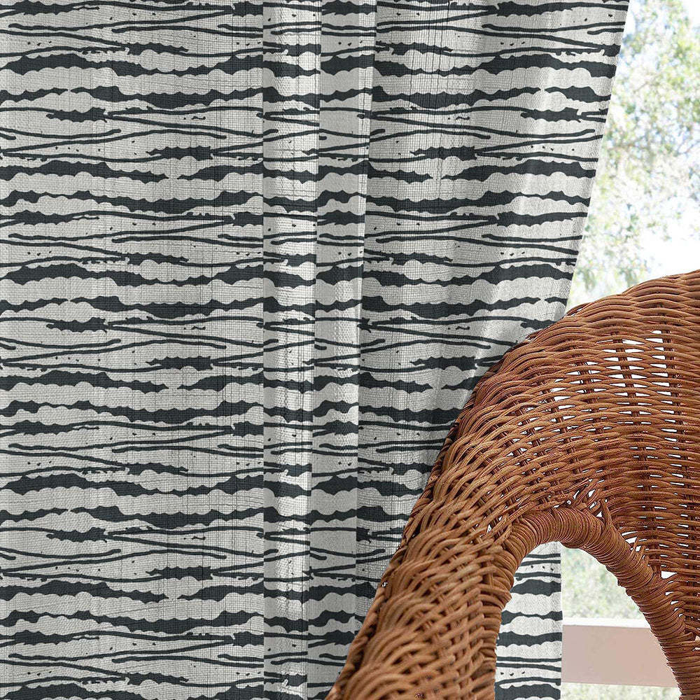AquaFlow Geometric Pale Sky Linen Sheer Curtain Set of 2 -(DS562F)