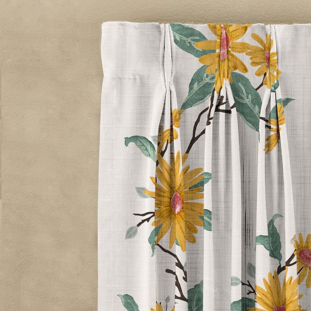 Golden Glow Combination Casablanca Linen Sheer Curtain Set of 4 -(DS564AMeta01)